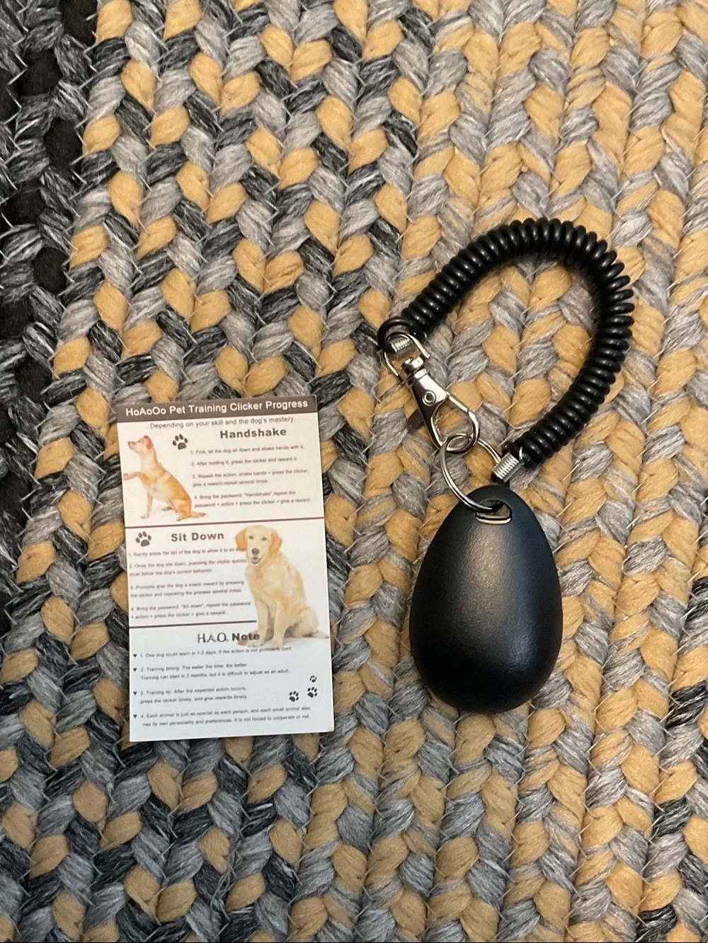 Black Dog Training Clicker Keychain with Wrist Coil